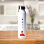 Botella De Agua Persona blanca de la foto<br><div class="desc">Un fondo blanco clásico. Personalice y agregue su nombre y una foto de perfil.</div>