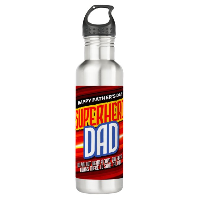 Botella De Agua Personaliza a SuperHero Dad (Anverso)