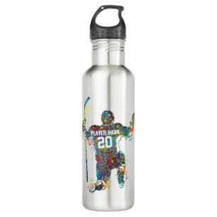 Botella De Agua Personaliza al jugador de hockey masculino