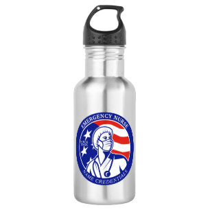 Botella De Agua Personaliza Bandera Patriótica de EE. UU. Enfermer