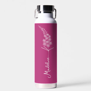 Botella De Agua Personaliza Nombre, Flor de Cumpleaños de Julio Mu