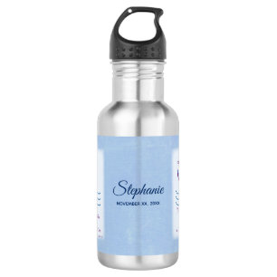Botella De Agua Personaliza, Paloma del Bautismo de Adulto en Azul