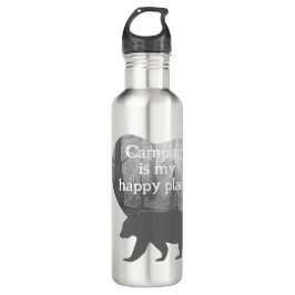 Botella De Agua Personalizable "Camping es mi lugar feliz"