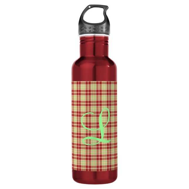 Botella De Agua Personalizable Cranberry Plaid (Anverso)
