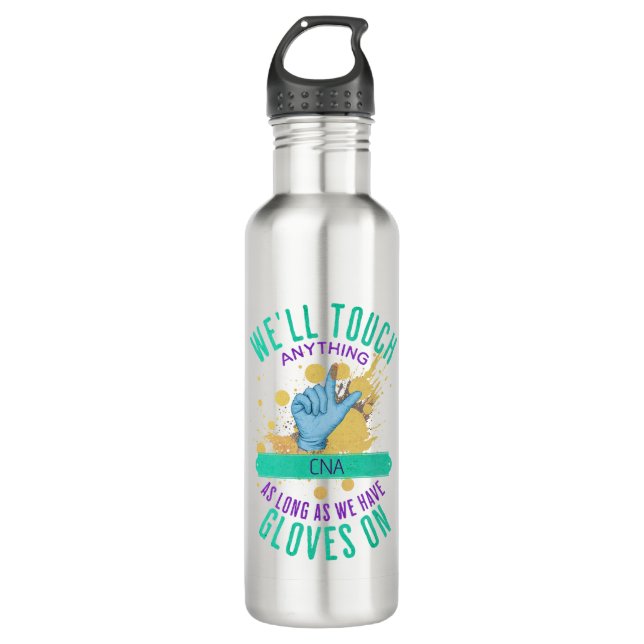Botella De Agua Personalizable de guantes divertidos (trabajo médi (Anverso)