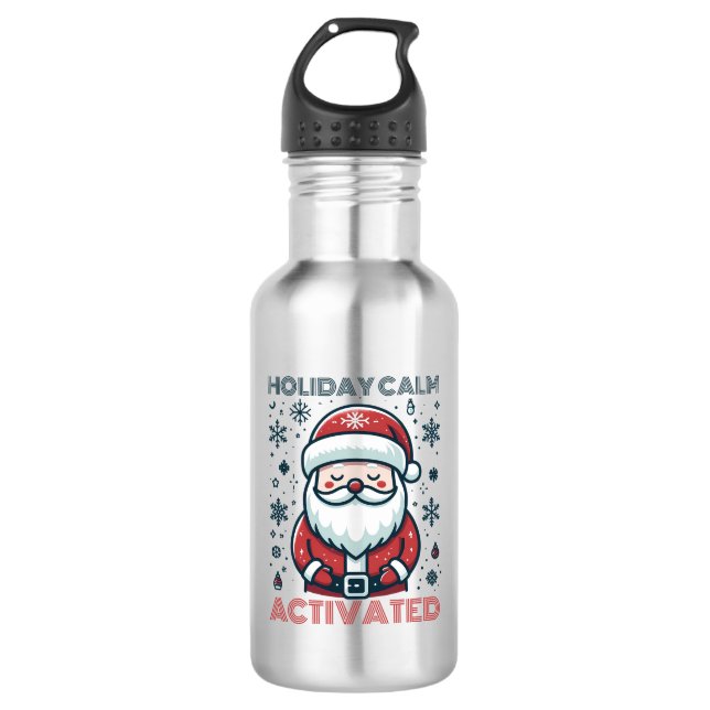 Botella De Agua Personalizable de vacaciones Calm Santa (Anverso)