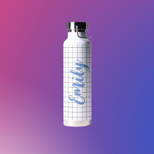 Botella De Agua Personalizable geométrico moderno en blanco y negr