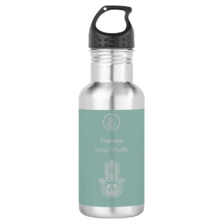 Botella De Agua Personalizable Hamsa del Estudio de Yoga Verde Sea