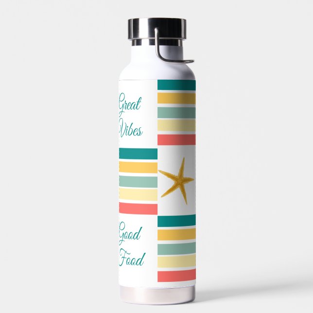 Botella De Agua Personalizable "Just Beachand" Tema Blanco (Izquierdo)