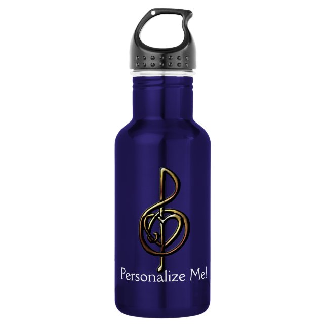 Botella De Agua Personalizable Mano Dibujar Música Treble Clef Hea (Anverso)