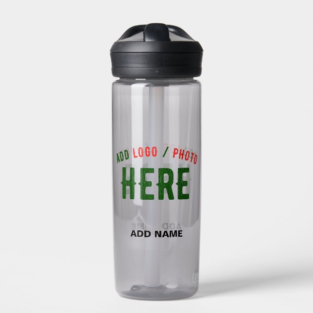 BOTELLA DE AGUA PERSONALIZABLE MODERNO ELEGANTE ASH VERIFICADO MAR (Delante)