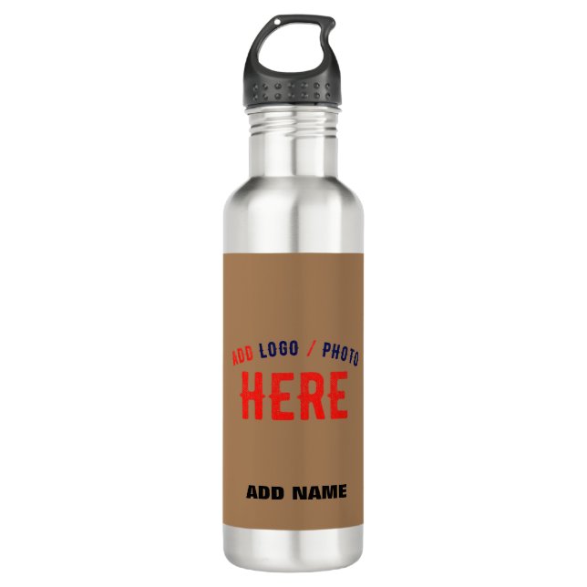 BOTELLA DE AGUA PERSONALIZABLE MODERNO ELEGANTE BROWN VERIFICADO M (Anverso)