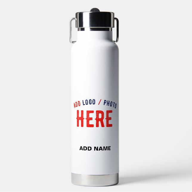 BOTELLA DE AGUA PERSONALIZABLE MODERNO ESTILO BLANCO VERIFICADO MA (Frente)