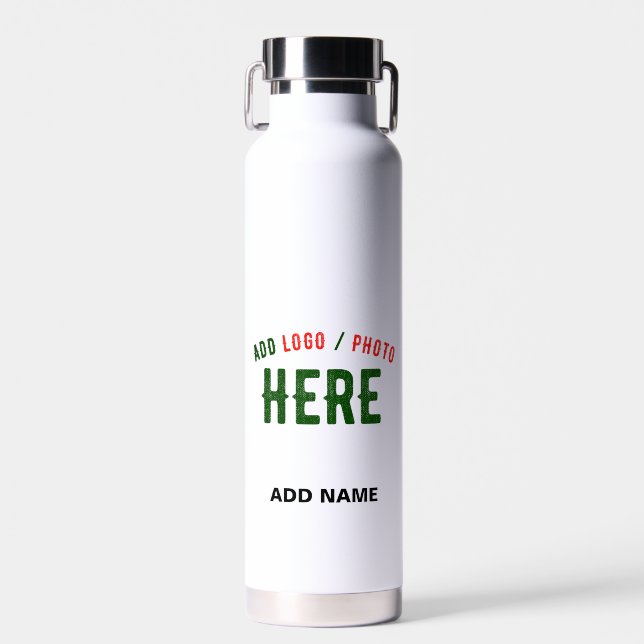 BOTELLA DE AGUA PERSONALIZABLE MODERNO ESTILO BLANCO VERIFICADO MA (Delantero)