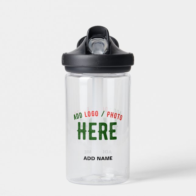 BOTELLA DE AGUA PERSONALIZABLE MODERNO ESTILO CLARO VERIFICADO MAR (Delante)