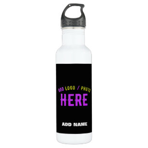 BOTELLA DE AGUA PERSONALIZABLE MODERNO ESTILO NEGRO VERIFICADO MAR