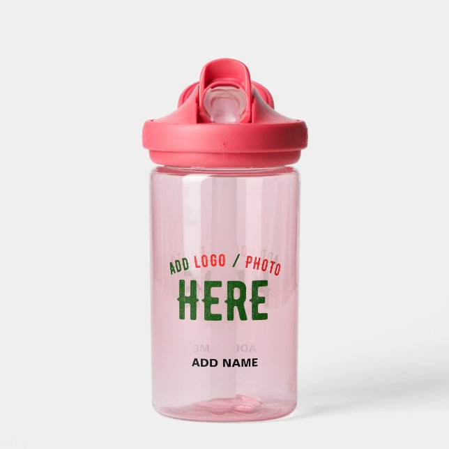 BOTELLA DE AGUA PERSONALIZABLE MODERNO ESTILO ROSA VERIFICADA MARC (Delante)