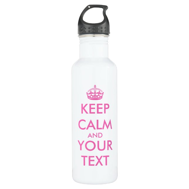 Botella De Agua Personalizable rosado del diseño el | de KeepCalm (Anverso)
