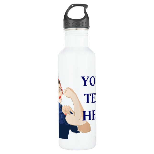 Botella De Agua Personalizable Rosie Riveter (Anverso)