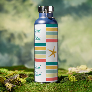 Botella De Agua Personalizable tema "Just Beachy" Black