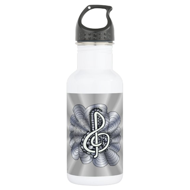 Botella De Agua Personalizable Treble Clef Silver (Anverso)