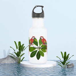 Botella De Agua Personalización De La Foliage Macaw Y Tropical