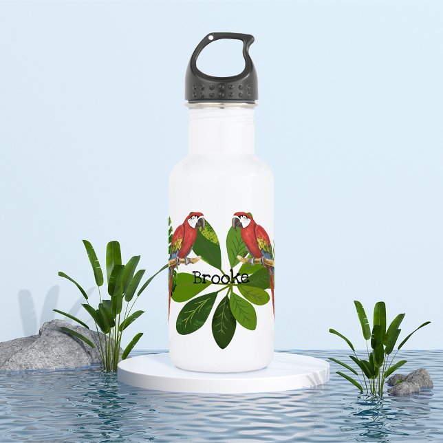 Botella De Agua Personalización De La Foliage Macaw Y Tropical (Subido por el creador)