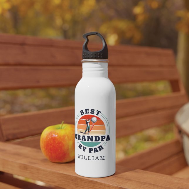 Botella De Agua Personalización del cumpleaños del abuelo de la le (Retro Grandpa Retirement Gift Water Bottle)