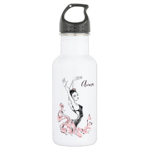 Botella De Agua Personalización del sketch de Ballerina en rosa