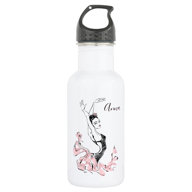 Botella De Agua Personalización del sketch de Ballerina en rosa (Anverso)