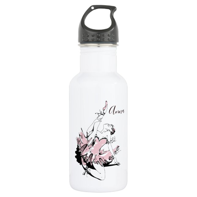 Botella De Agua Personalización del sketch de Ballerina en rosa (Anverso)