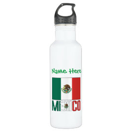 Botella De Agua Personalización verde de bandera mexicana