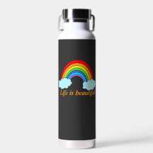 Botella de agua personalizada con arcoíris | Nombr