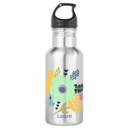 Botella de agua personalizada con diseño floral