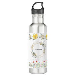 Botella de agua personalizada con flores