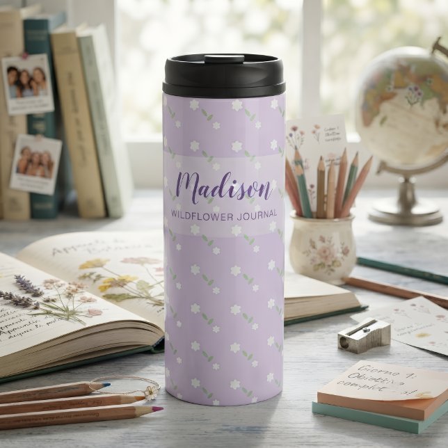 Botella de agua personalizada con nombre, flor sil (Subido por el creador)