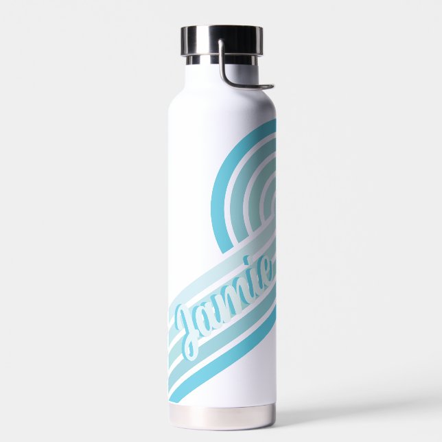 Botella de agua personalizada con nombre retro hor (Izquierdo)