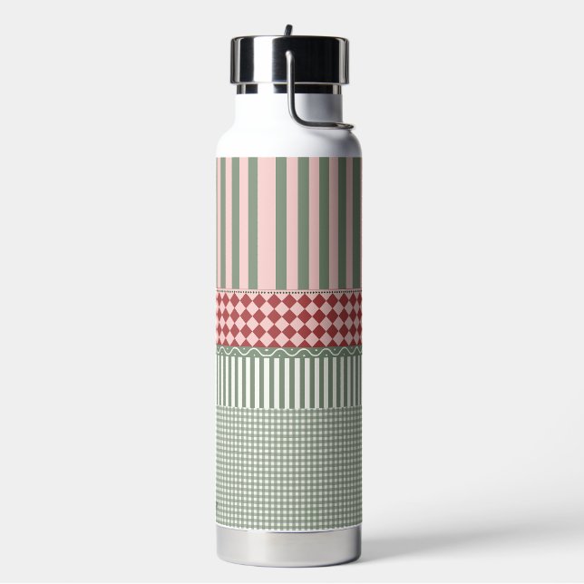 Botella de agua personalizada con patrón verde mod (Izquierda)