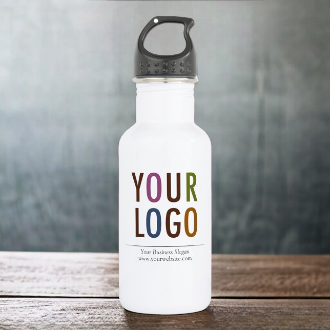 Botella de agua personalizada de 18 oz con logotip (MISOOK White Water Bottle with Logo)
