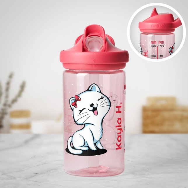 Botella de agua personalizada de Cute Kitty con lí (Subido por el creador)