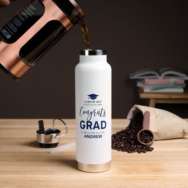 Botella de agua personalizada de graduación con no (Café)
