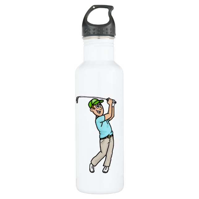 Botella de agua personalizada de Hair Golfer Brown (Anverso)