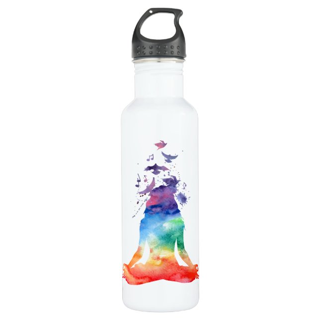 BOTELLA DE AGUA PERSONALIZADA DE LA YOGA DE CHAKRA (Anverso)