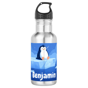 Botella de agua personalizada de pingüino lindo do