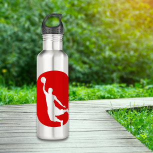 Botella De Agua Personalizada la silueta roja del baloncesto