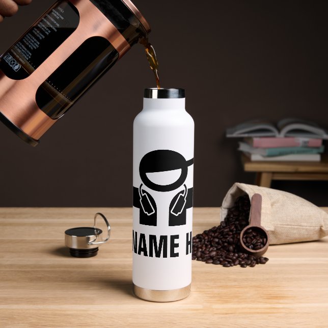 Botella de agua personalizada para Disc Jockey par (Café)