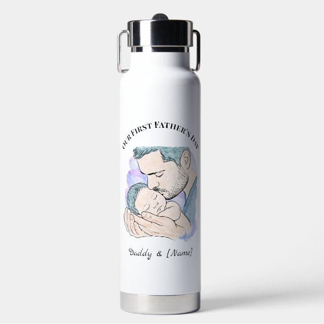 Botella de agua personalizada para el primer día d (Frente)