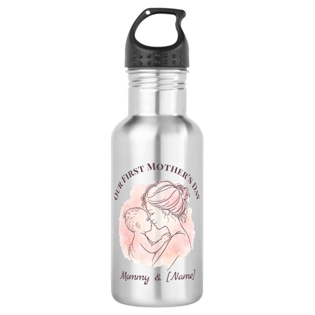 Botella de agua personalizada para el primer día d (Anverso)