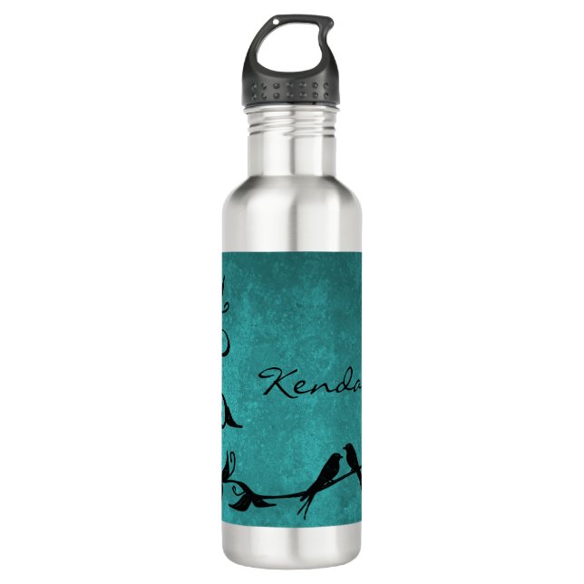 Botella de agua personalizada para Lovebirds verde (Anverso)