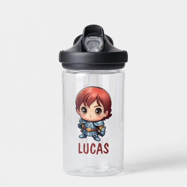 Botella de agua personalizada para niños Comic Kni (Delante)